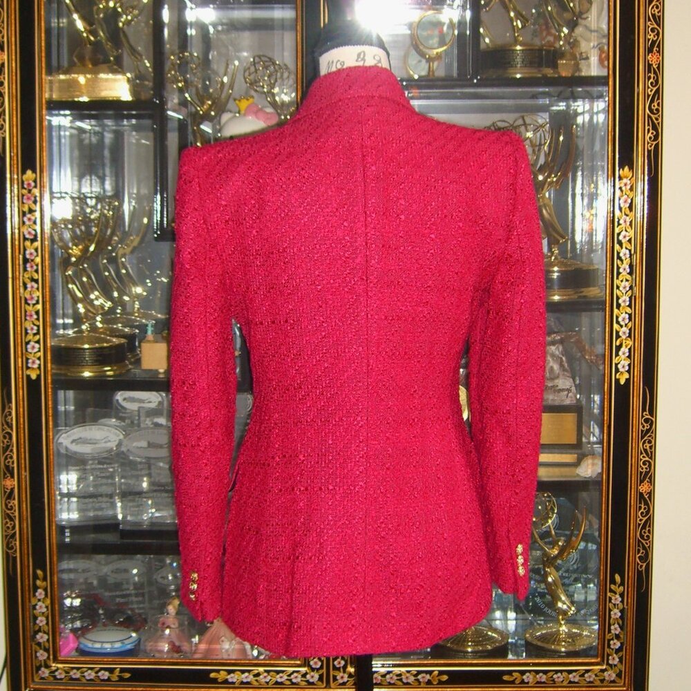 NWOT ZARA FUSCHIA DOUBLE BREASTED TEXTURED JACKET M - Picture 3 of 5